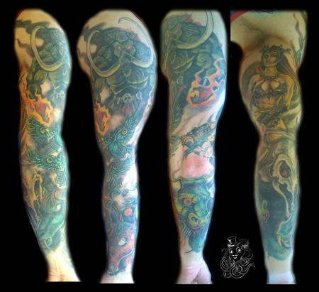Tattoos - New School Labors of Hercules Full Sleeve Tattoo  - 119424